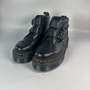 Dr. Martens Airwair Devon Flower Black Grain Leather Boots Women’s US Size 6